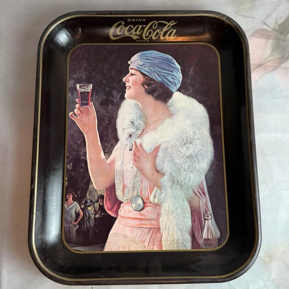Vintage 70s Coca Cola Flapper Girl Metal Serving Tray